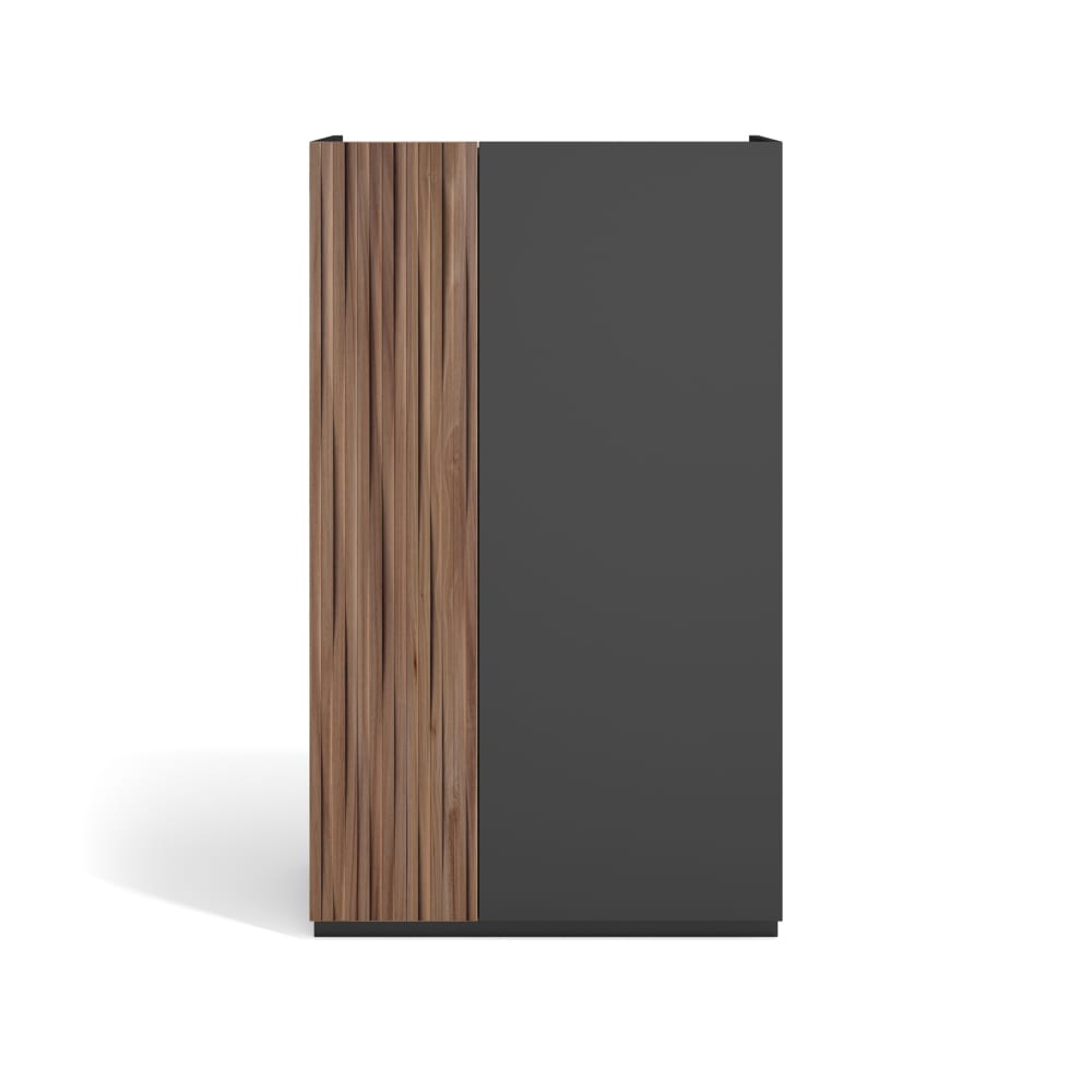 Meuble à chaussures mélamine graphite porte imprimée noyer 122x70x35cm