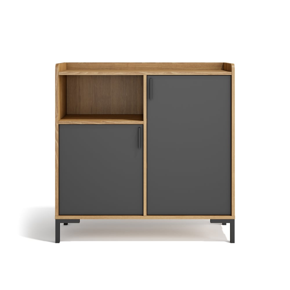 Herdasa Eingangs Sideboard Melamin Goldeneiche und Graphit 88x90x33 cm style modern Braun Spanplatte