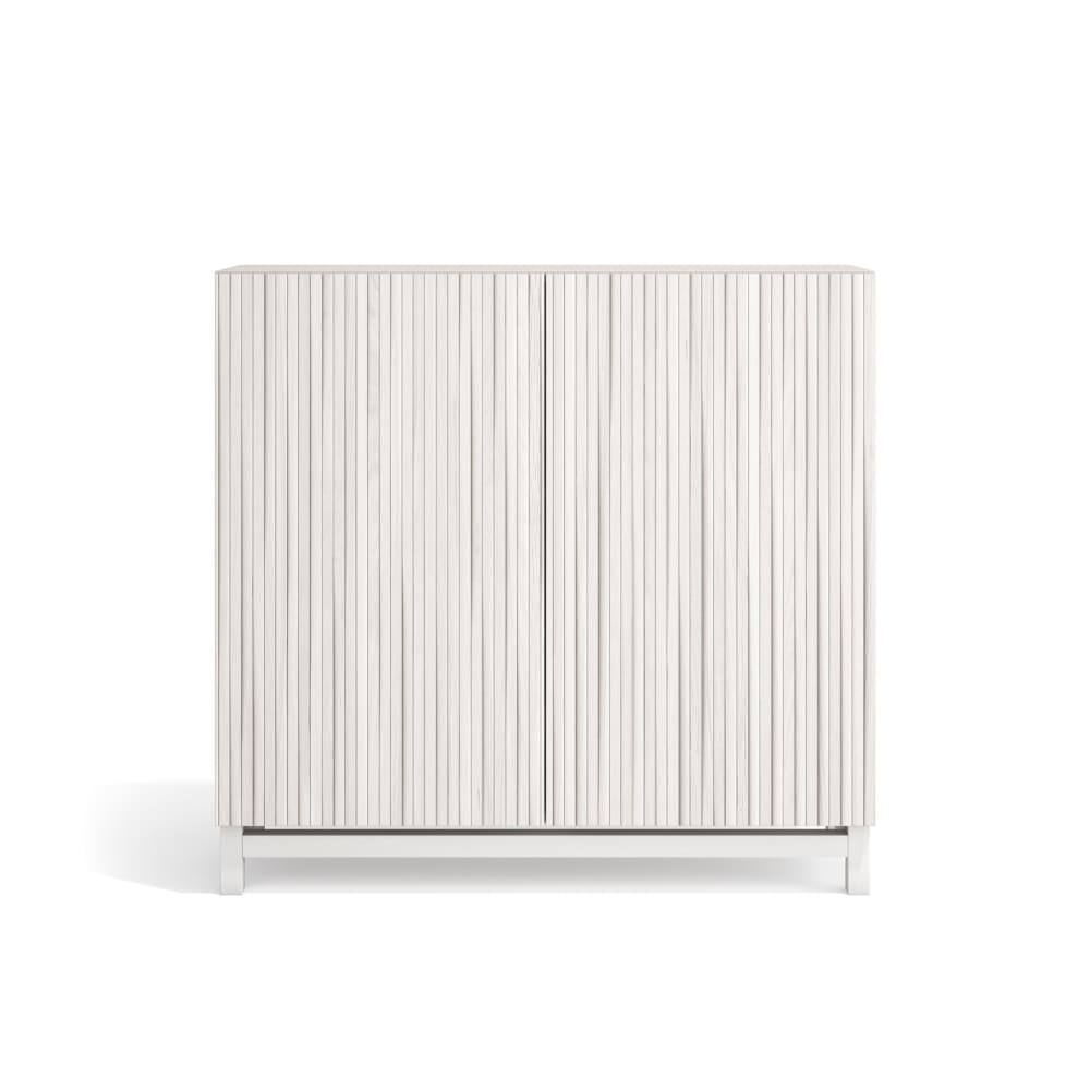 Herdasa Schuhschrank Melamin Weiß Türen Lattenoptik weißen 90x90x27 cm style modern - Spanplatte