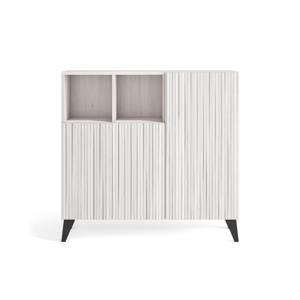 Herdasa Schuhschrank Melamin Weiß weißem Türen Lattenoptik 87x90x27 style modern - Spanplatte
