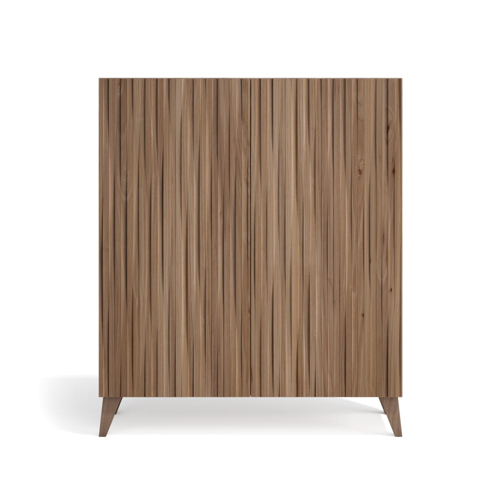 Herdasa Schuhschrank Melamin Nussbaum Türen Lattenoptik Nussbaum 109x90x27cm style modern Braun Spanplatte