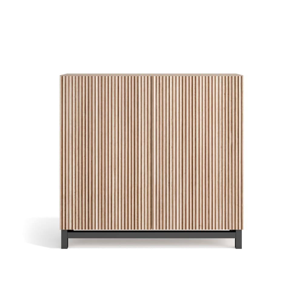 Meuble à chaussures mélamine noyer clair portes imprimées 90x90x27cm