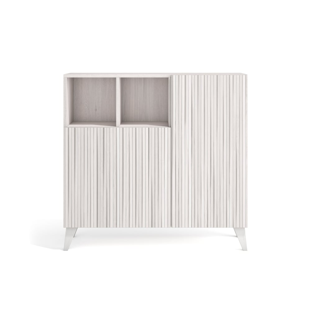 Meuble à chaussures mélaminé blanc portes imprimées blanc 87×90×27