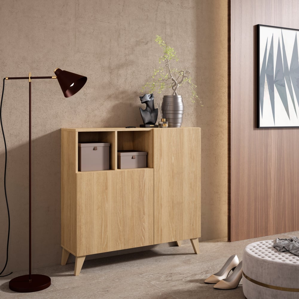 Schuhschrank Melamin Goldene Eiche 87×90×27 cm - Maisons Du Monde
