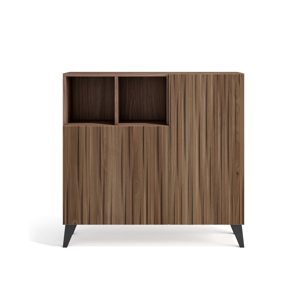 Herdasa Schuhschrank Melamin Nussbaum Türen Lattenoptik Nussbaum 87x90x27 style modern Braun Spanplatte