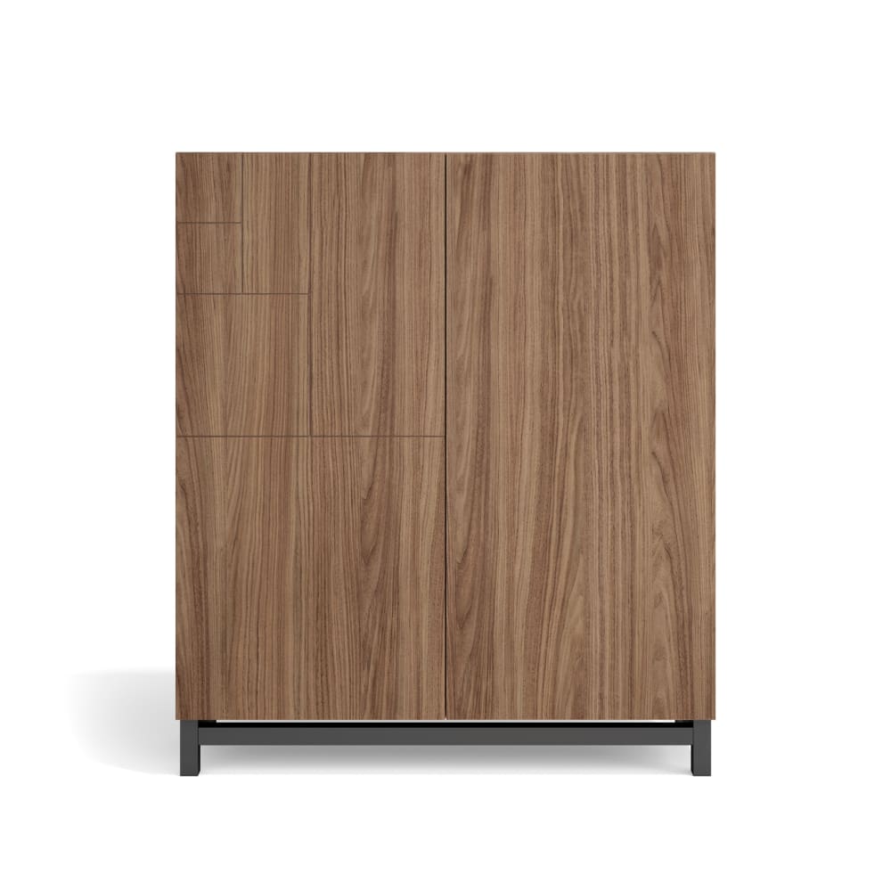 Meuble à chaussures mélamine noyer pieds graphite 112x90x27cm