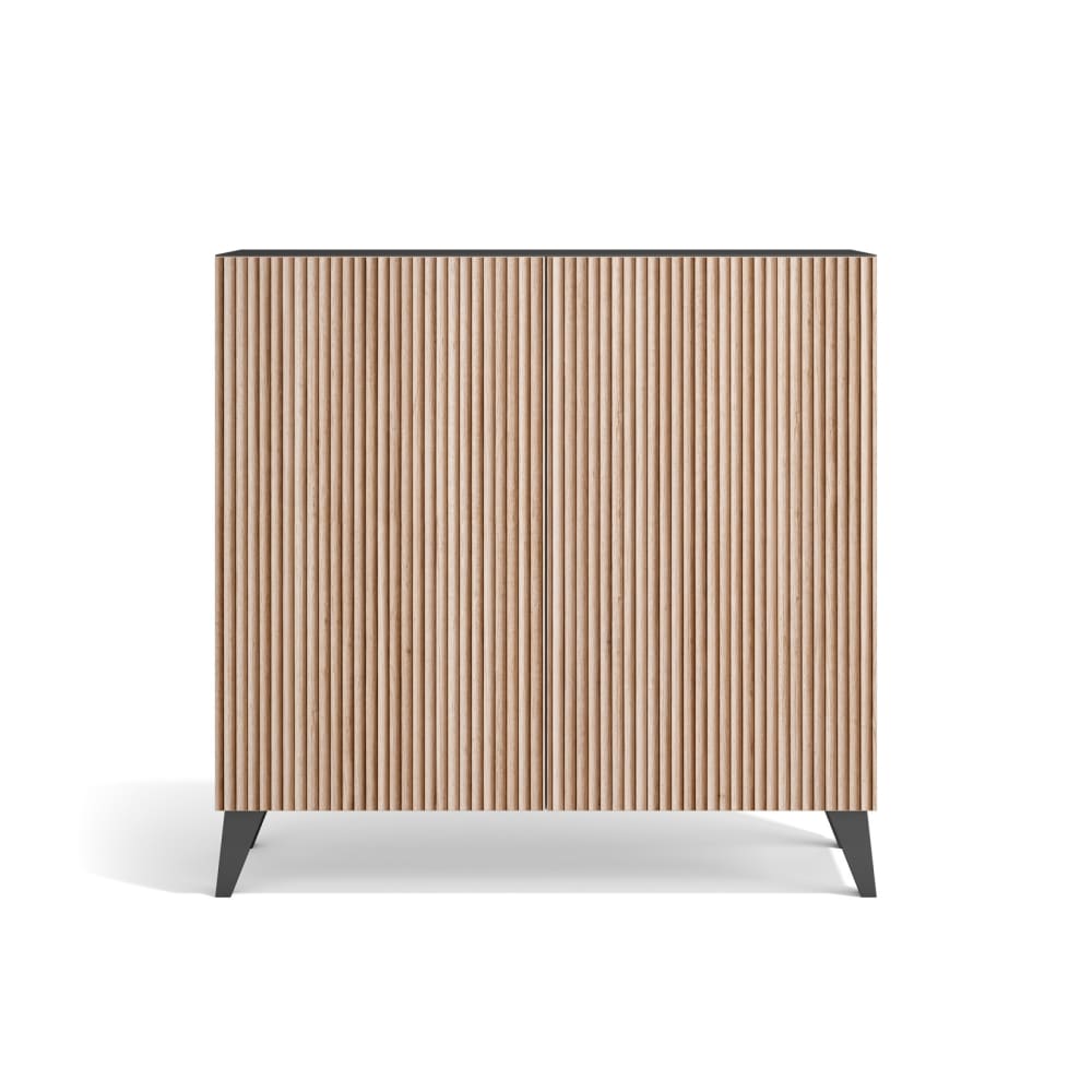 Herdasa Schuhschrank Melamin Graphit Türen Türen Lattenoptik Hell 87x90x27 cm style modern Grau Spanplatte