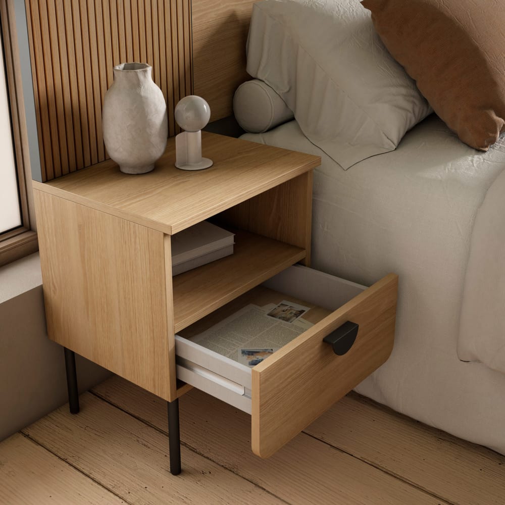 Nachttisch 1 Schublade Goldene Eiche 55×40×34 cm - Maisons Du