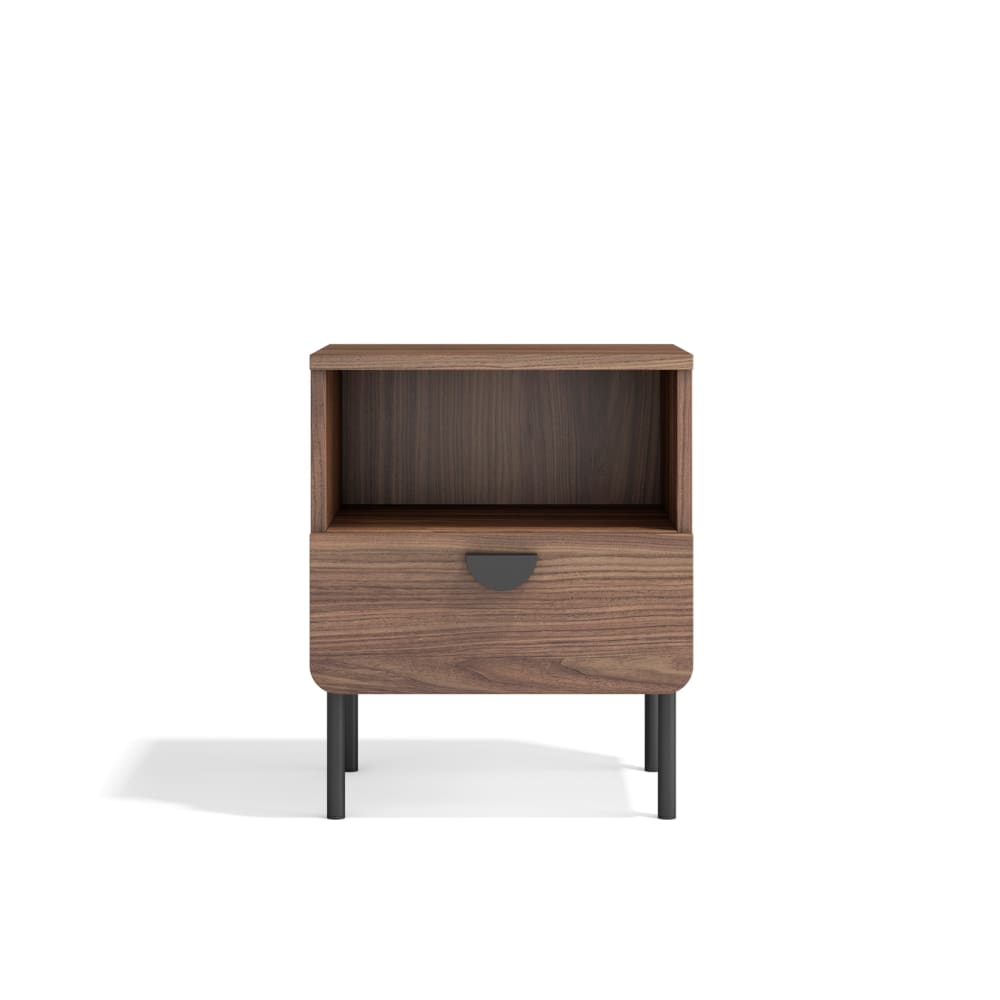 Herdasa Nachttisch 1 Schublade Nussbaum 55×40×34 cm style modern Braun Spanplatte