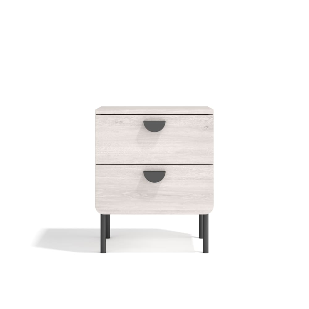 Herdasa Nachttisch 2 Schubladen Weiß 55×40×34 cm style modern Weiß Spanplatte