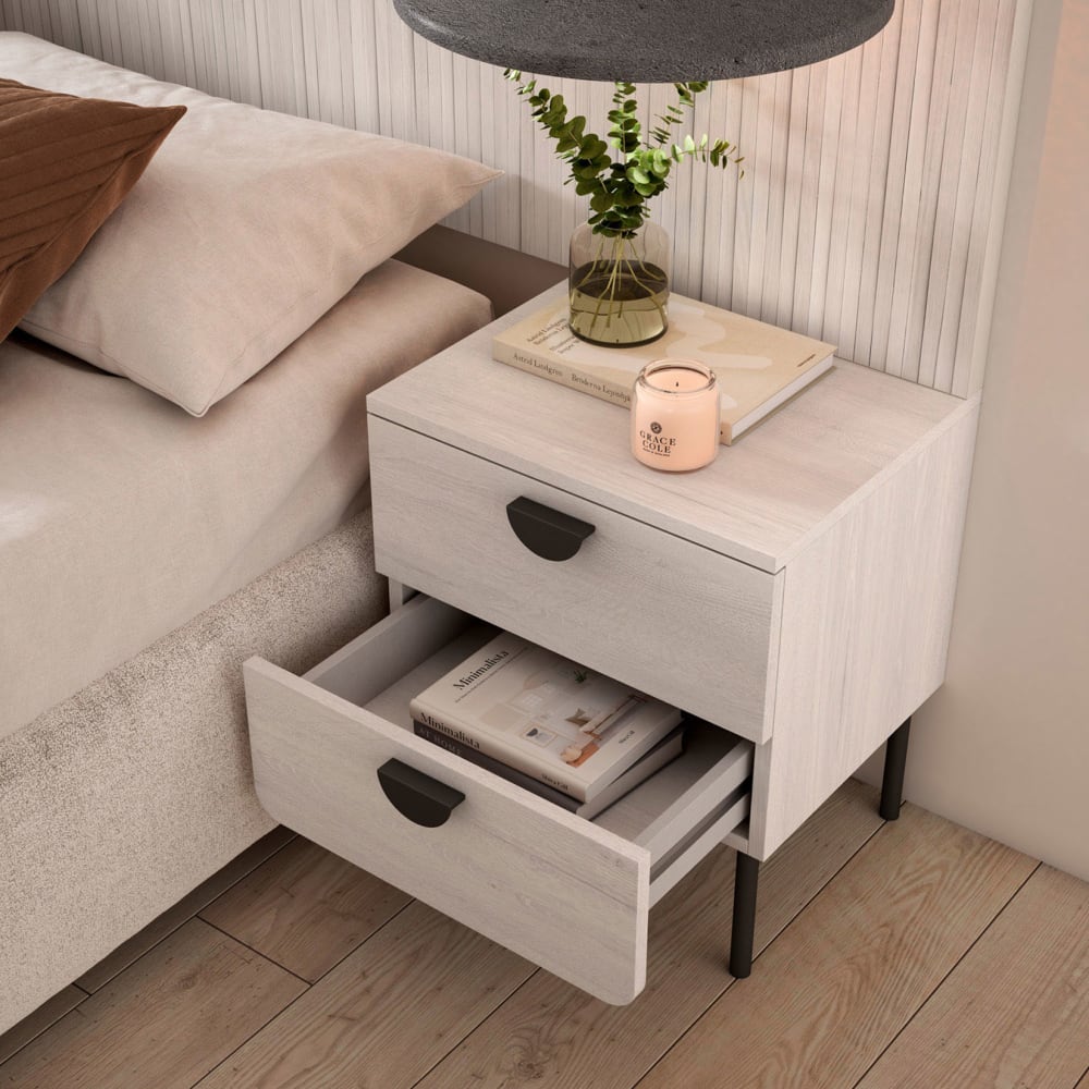 Nachttisch 2 Schubladen Weiß 55×40×34 cm - Maisons Du Monde