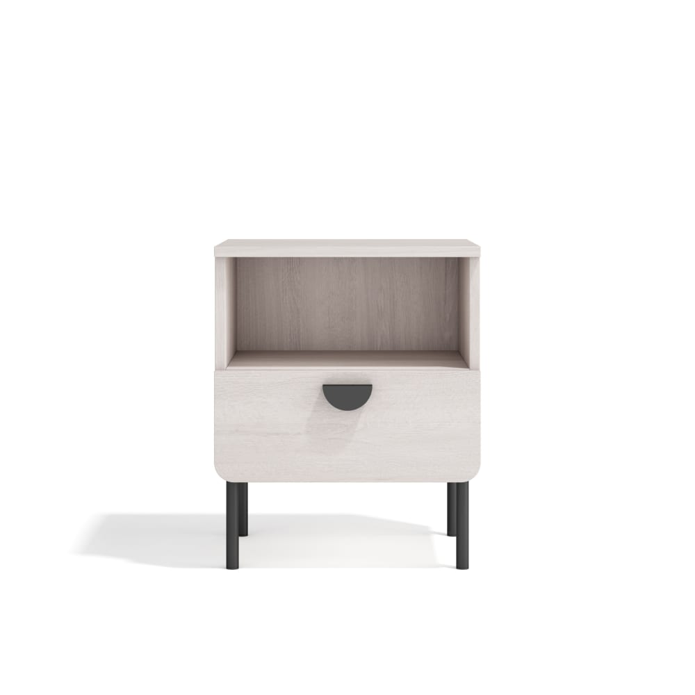 Herdasa Nachttisch 1 Schublade Weiß 55×40×34 cm style modern Weiß Spanplatte