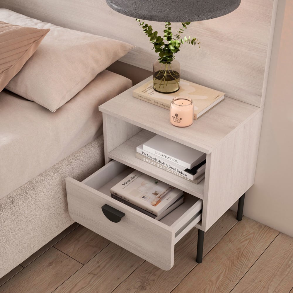Nachttisch 1 Schublade Weiß 55×40×34 cm - Maisons Du Monde