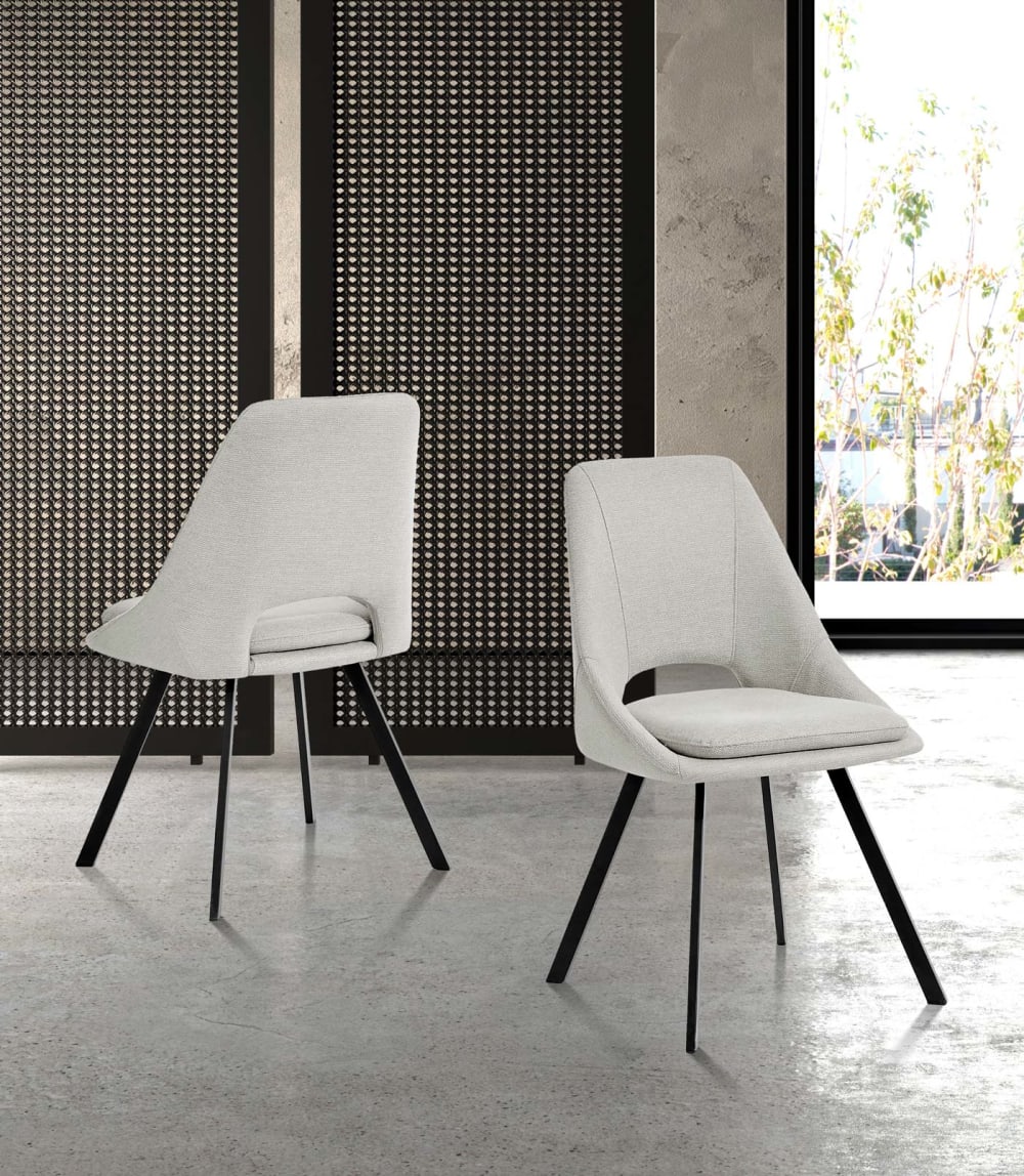 2‑er Set Stühle aus Stoff und Metall beige 85×48×57 cm - Maisons
