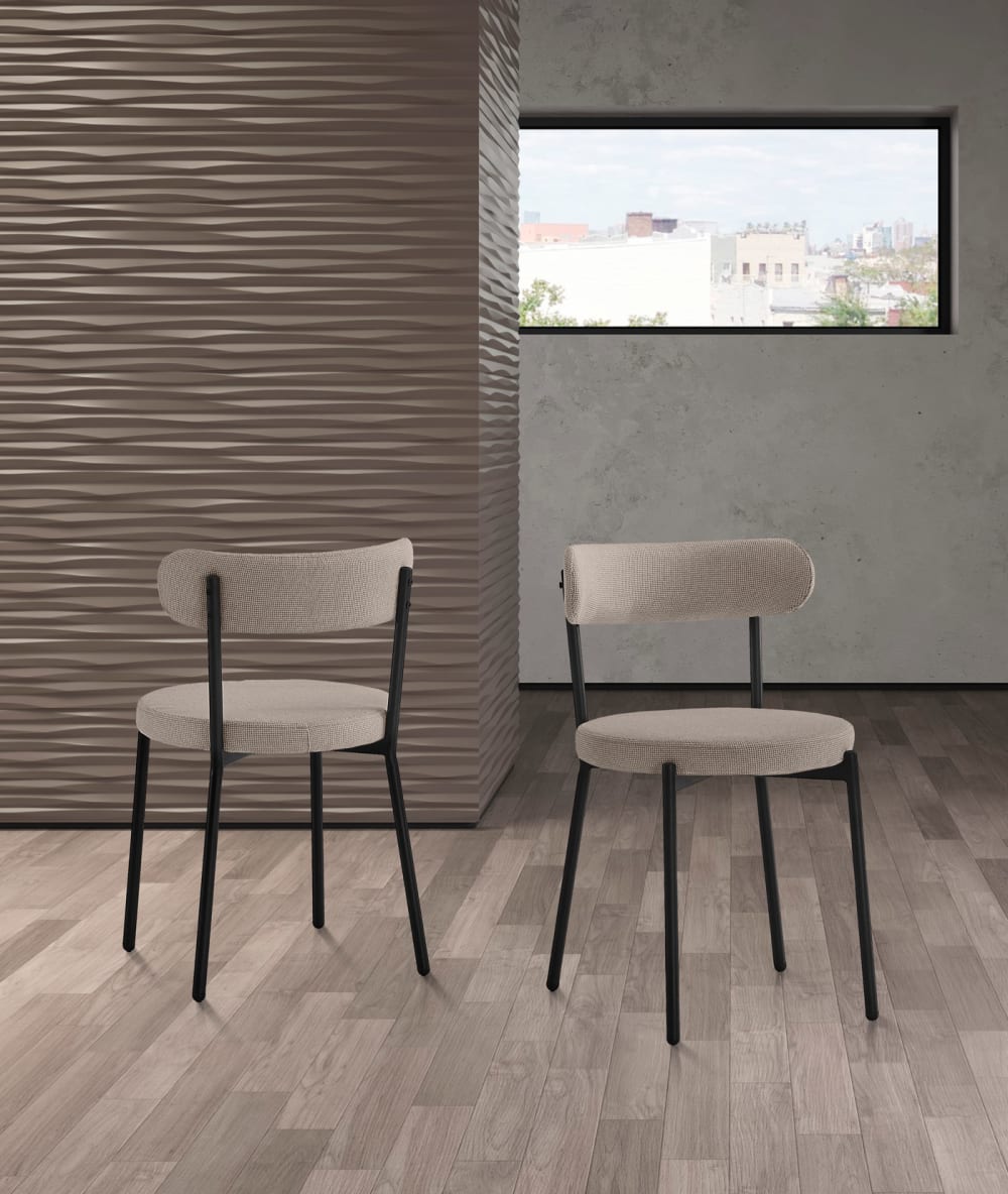 2‑er Set Stühle aus Stoff und Metall beige 75×46×49 cm - Maisons