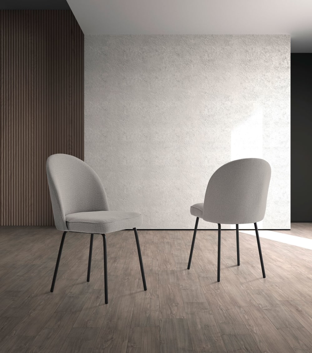 2‑er Set Stühle aus Stoff und Metall grau 86×50×54 cm - Maisons