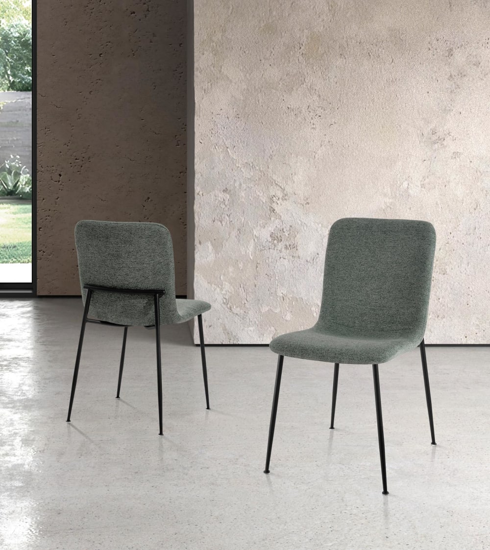2‑er Set Stühle aus Stoff und Metall grünlich‑grau 82×43×57 cm -