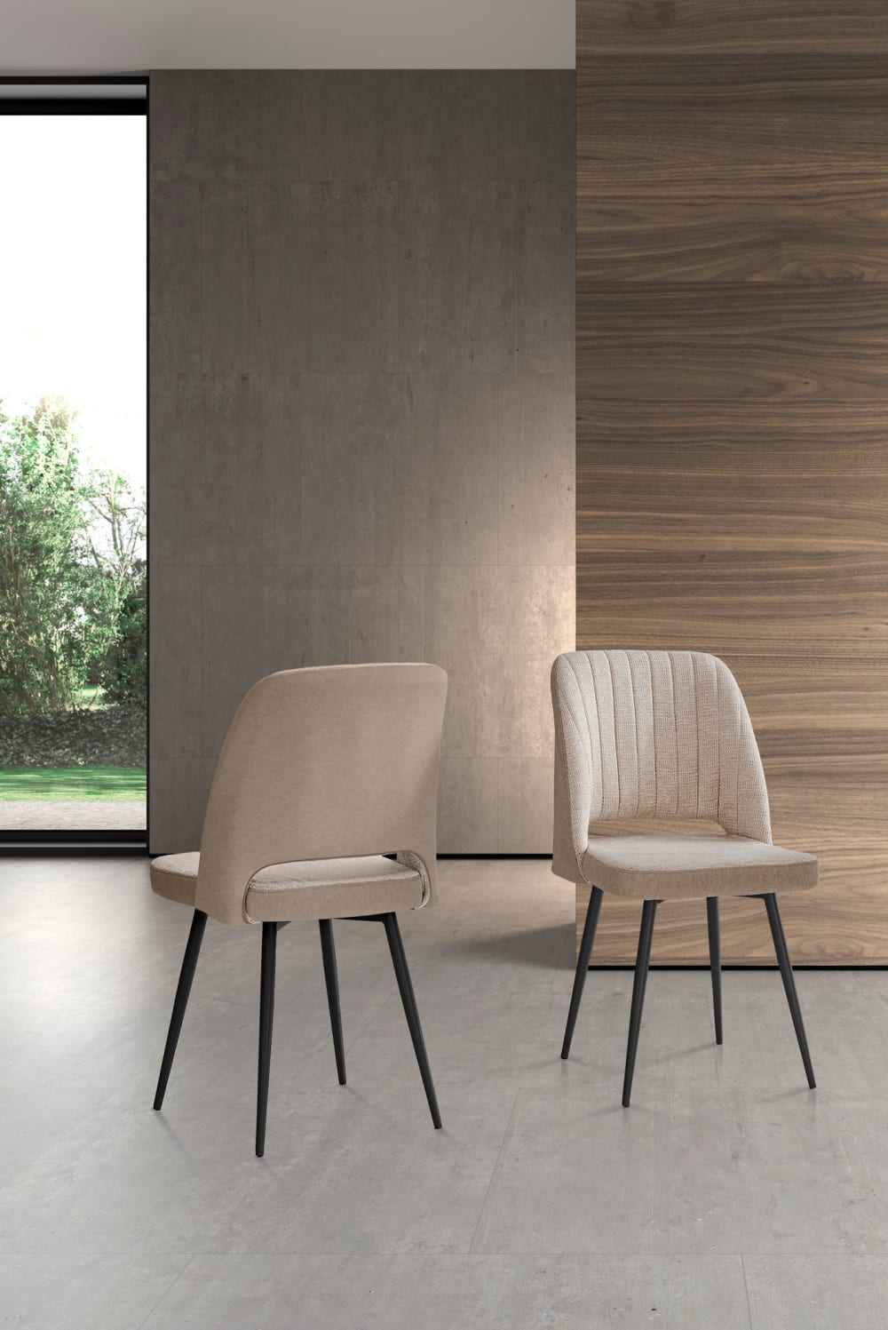 2‑er Set Stühle aus Stoff und Metall beige 88×50×60 cm - Maisons