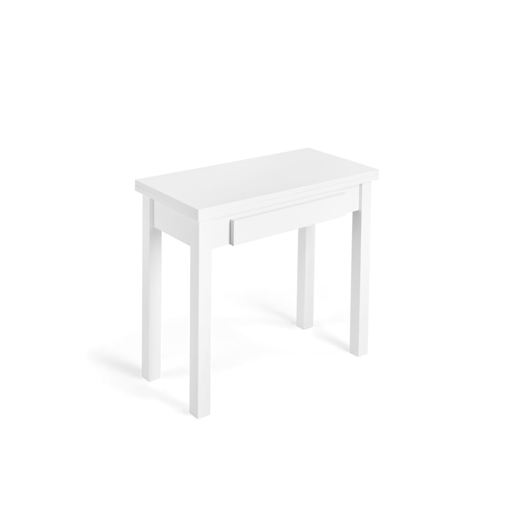 Herdasa Ausziehbarer Tisch Klappsystem aus Melamin und Metall weiß L40/80 cm style modern - Spanplatte