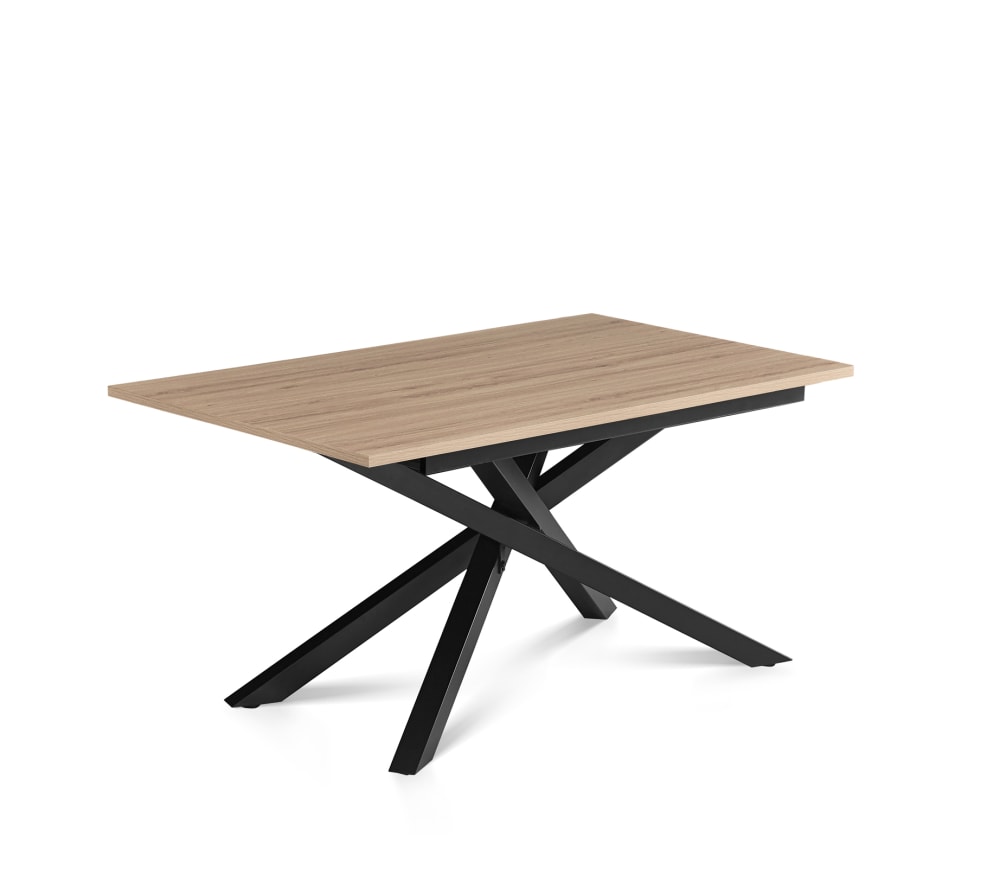 Hispanohogar Rechteckiger Esstisch aus Melamin und Metall für 6 Personen L140 cm style industrial Braun Spanplatte