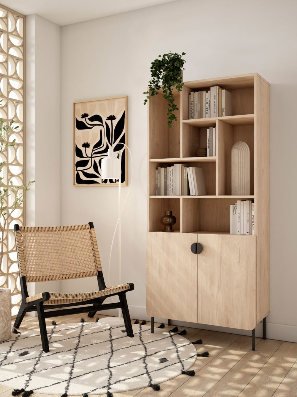 Étagère de rangement en mélamine chêne 180×80×32 cm
