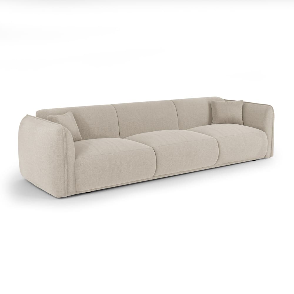 Canapé 4 places en tissu tramé toucher doux  beige