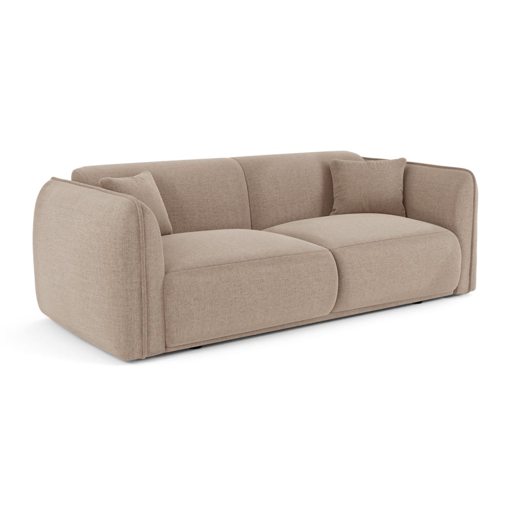 Canapé 3 places 3 places en tissu tramé toucher doux  taupe