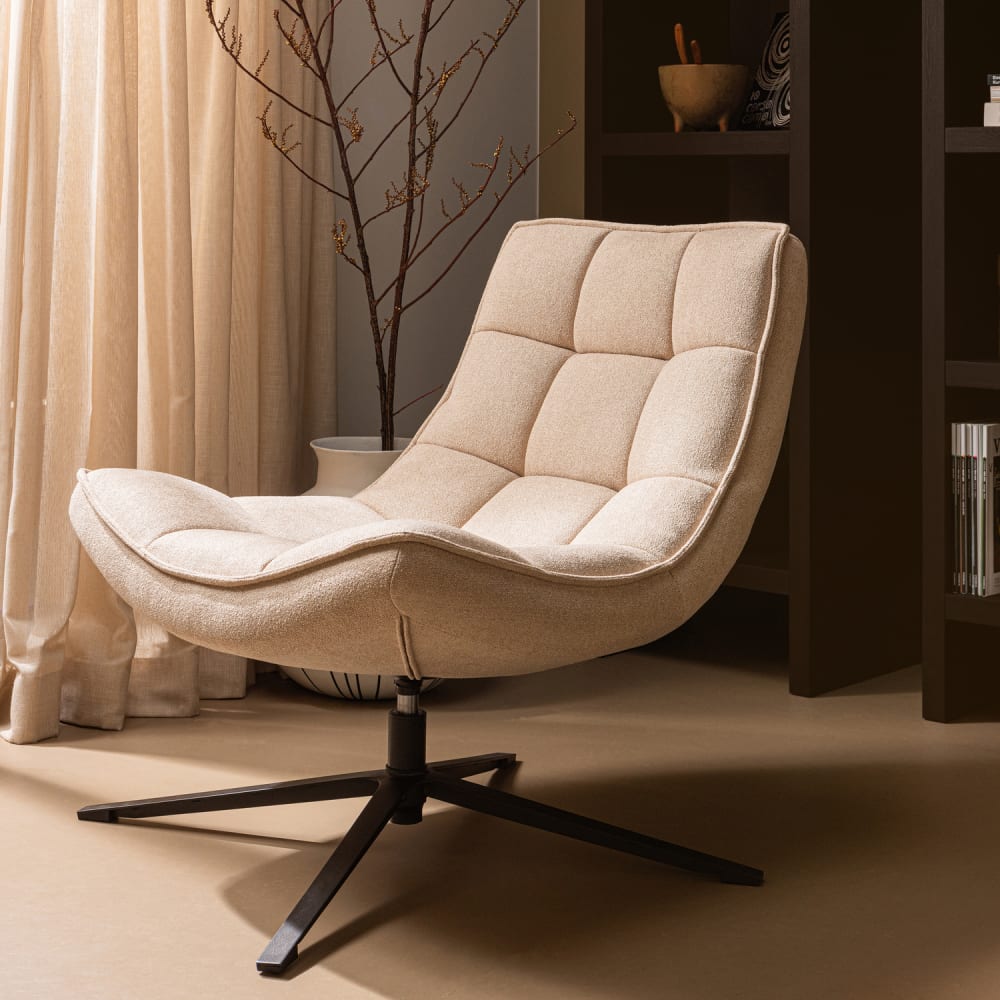 Sessel Drehbar aus Polyester, Beige - Maisons Du Monde