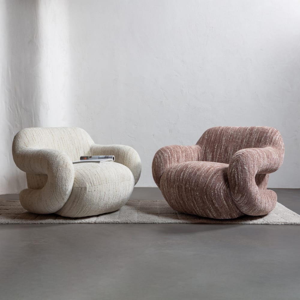 Fauteuil en chenille brun rouille