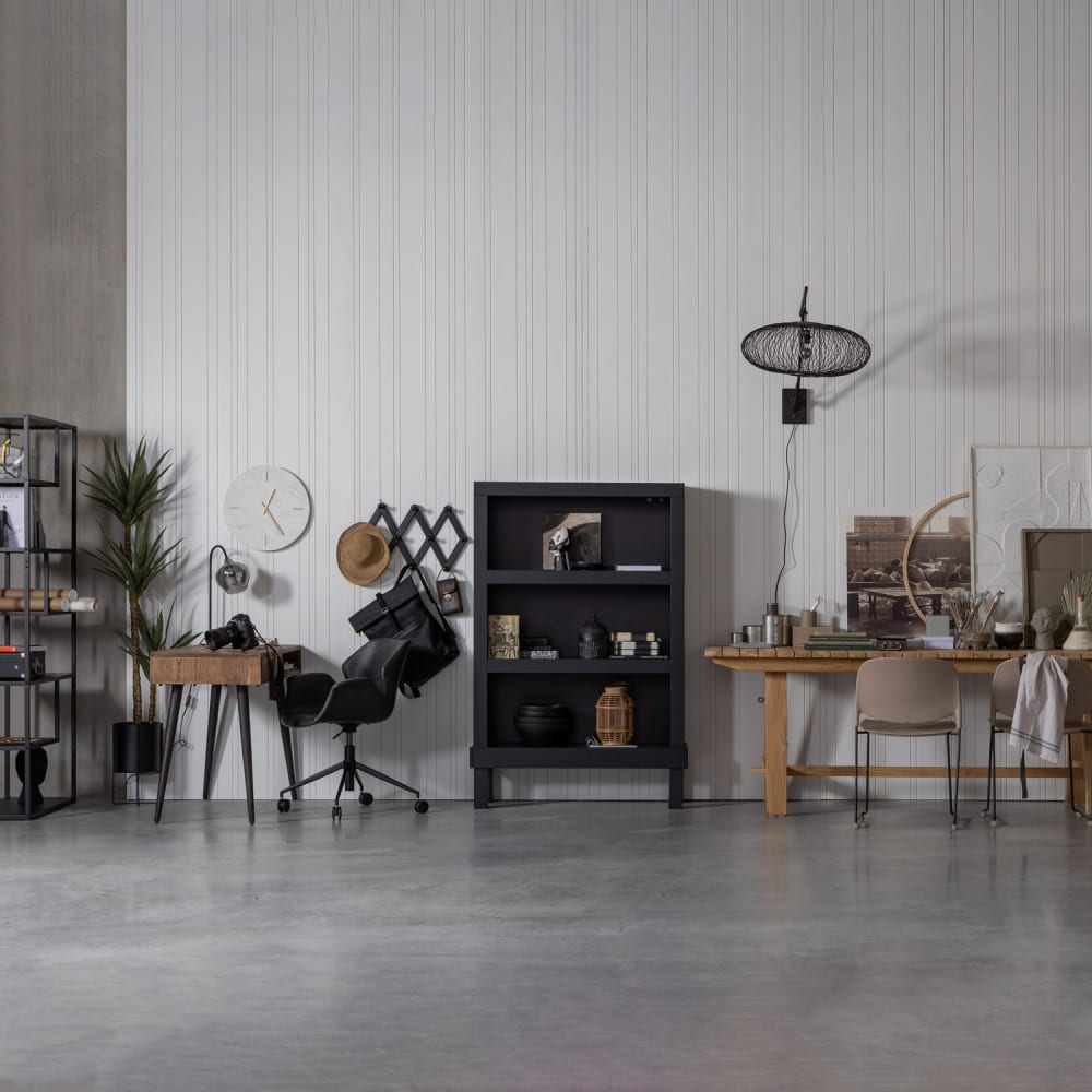 Offener Schrank aus Kiefernholz, Schwarz - Maisons Du Monde