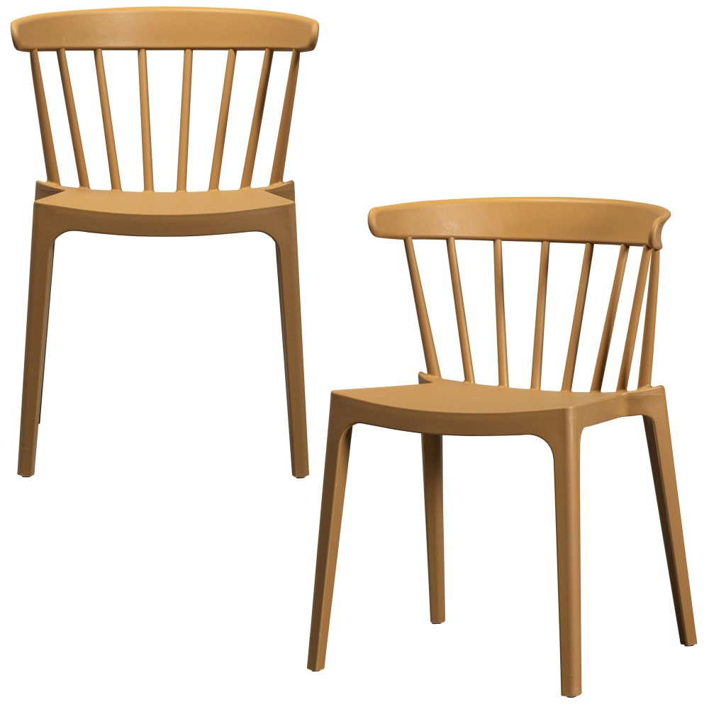 Lot de 2 chaises de jardin en fibre de bambou caramel