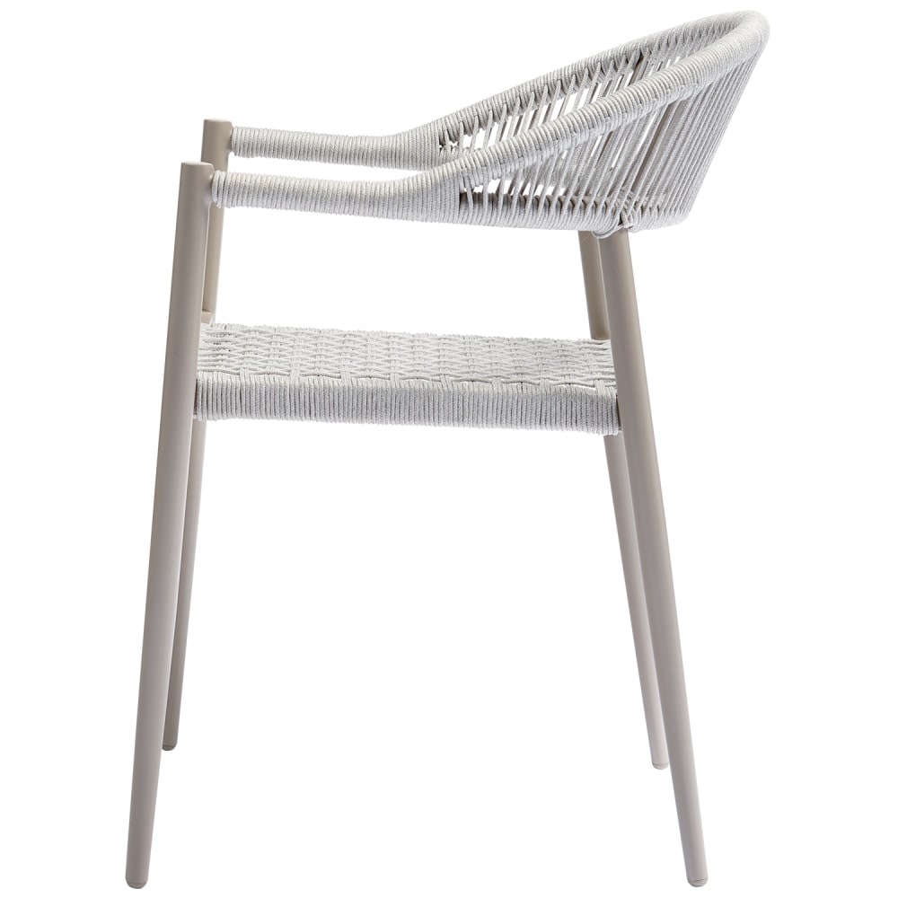 Lot de 2 chaises de jardin en corde et aluminium gris clair