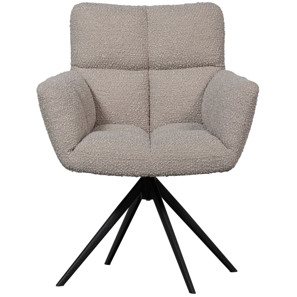 WOOOD Sessel Drehbar aus Boucléstoff, Sand style modern Beige Pes - Polyester