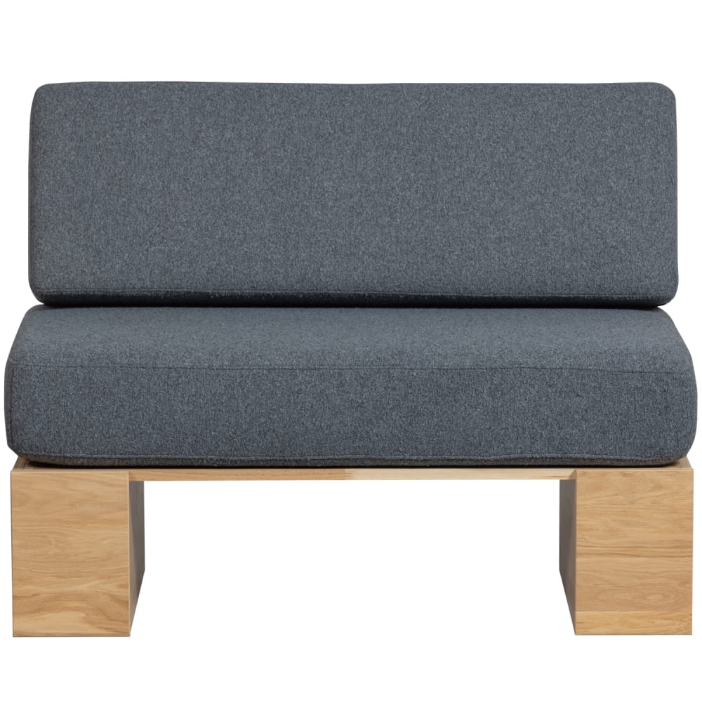 Canapé mural en bois de chêne avec coussins inclus bleu