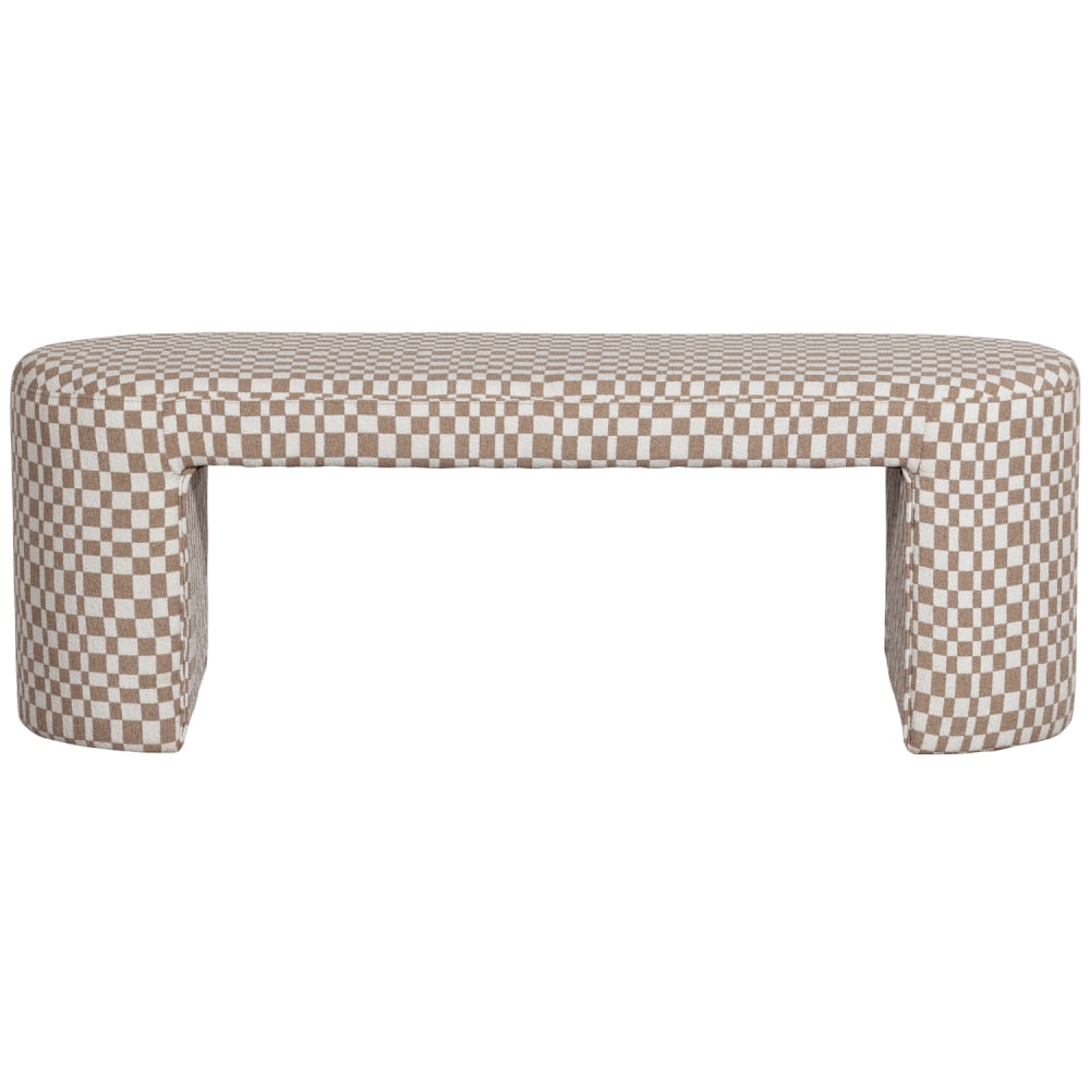 Banc 2 places en polyester chenille beige 46x130x46 cm Banc 2 places en polyester chenille beige 46x130x46 cm