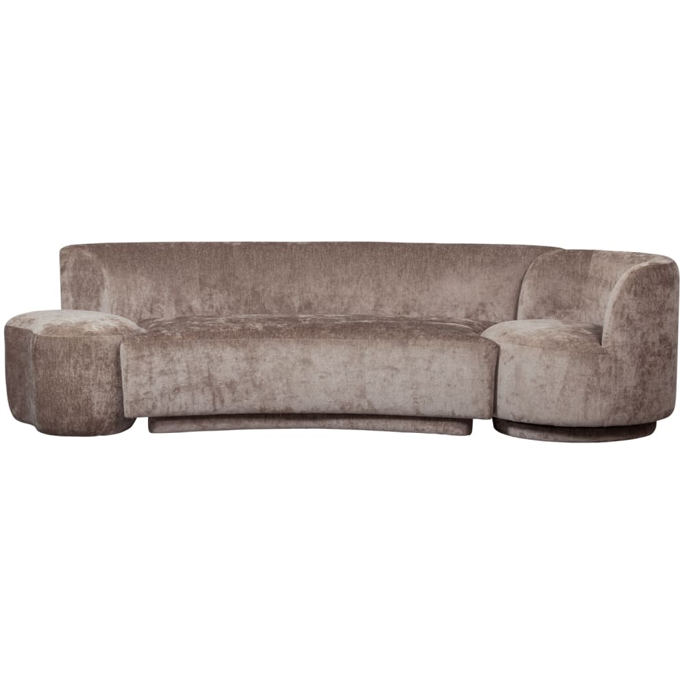 Canapé modulable avec 1 fauteuil et 1 pouf en tissu chenille taupe