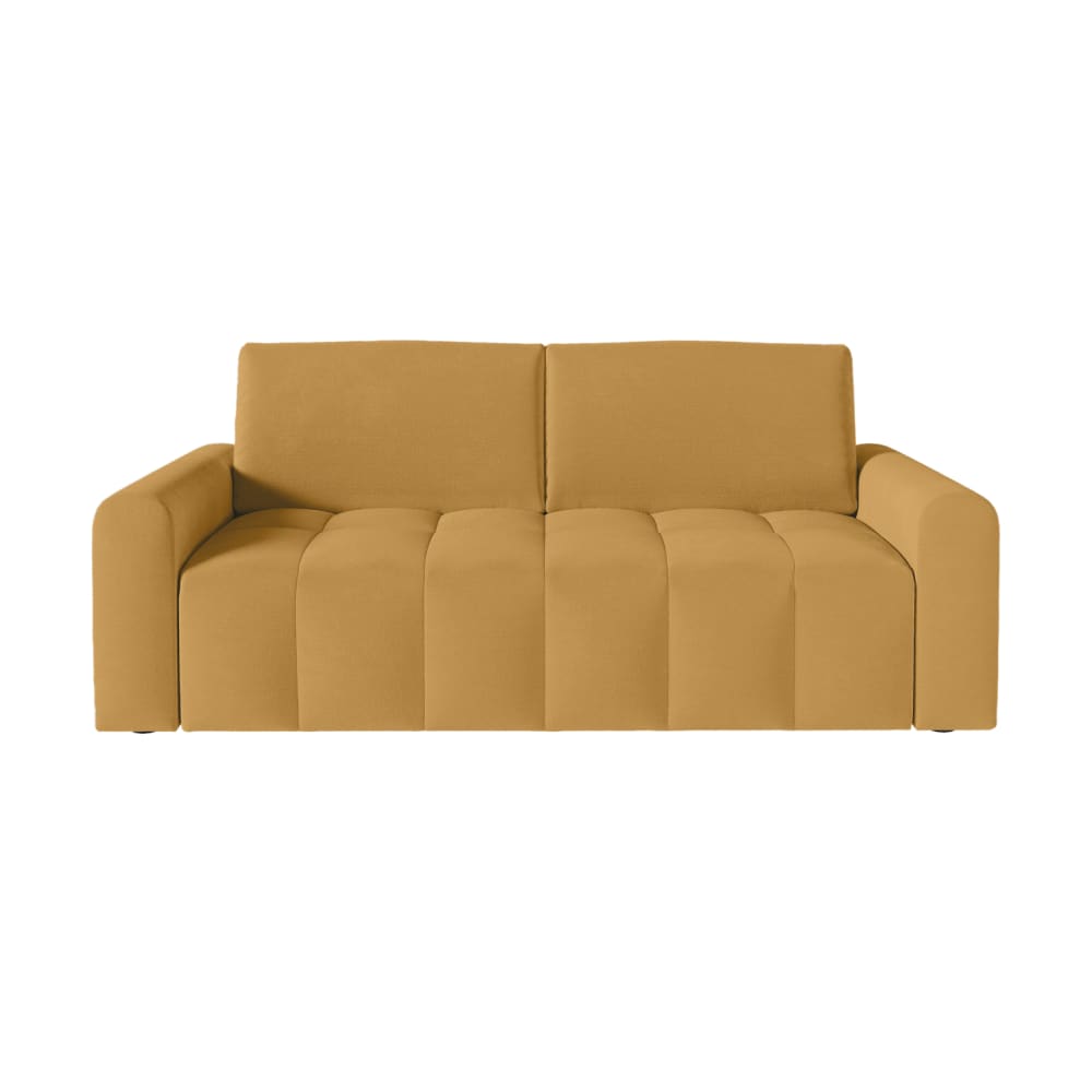 Canapé convertible couchage 140x190cm matelas 13cm tissu - Jaune