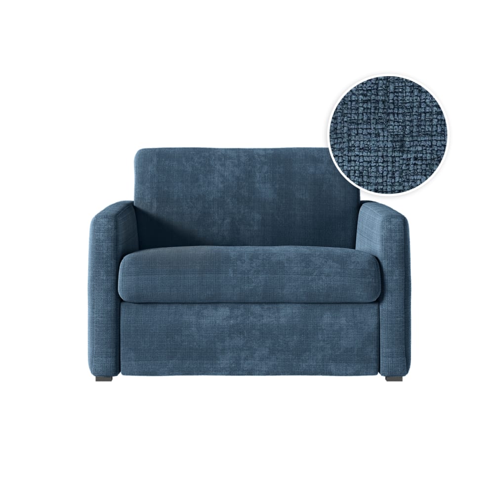 Fauteuil convertible couchage 70x190cm tissu bleu foncé  matelas 13cm