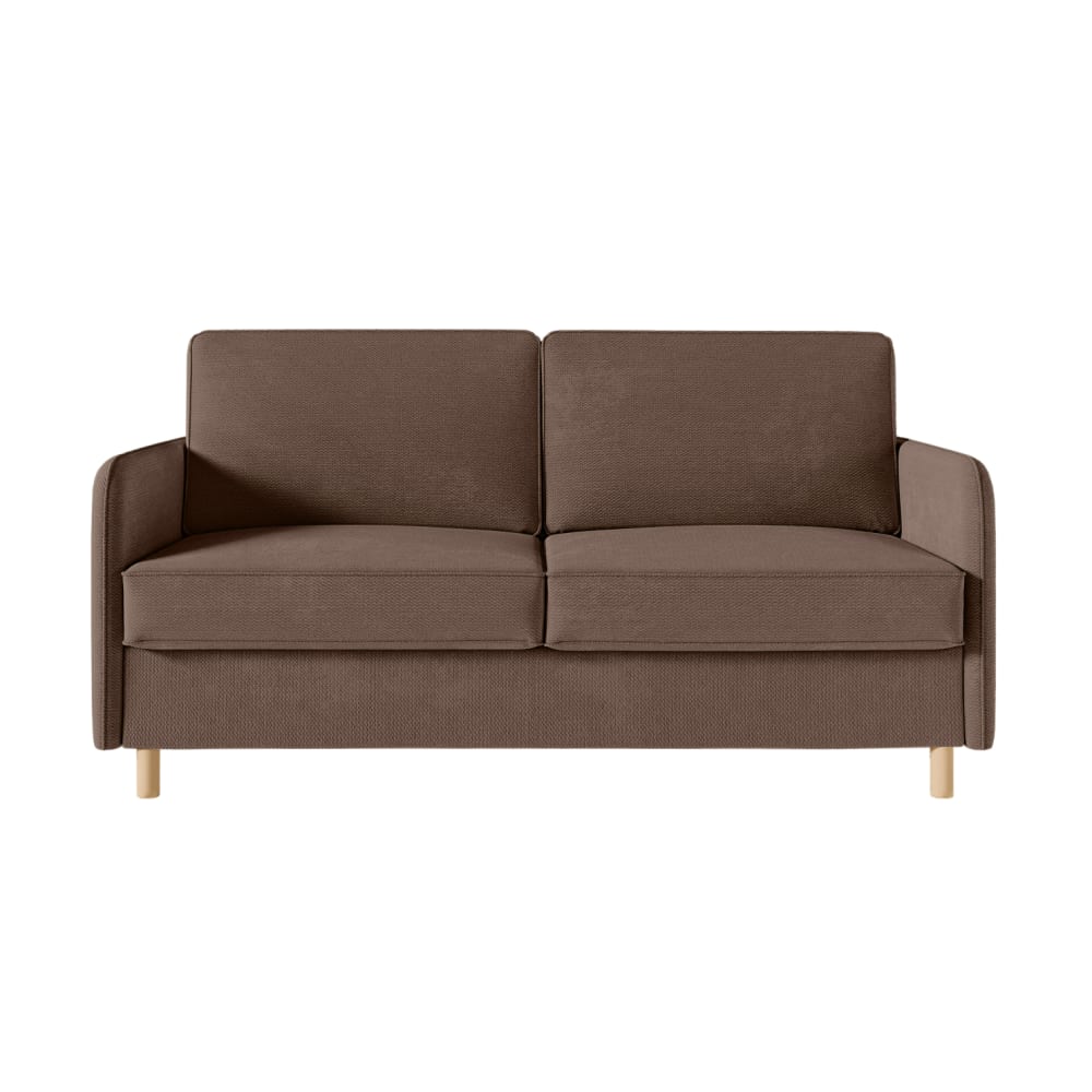 Canapé convertible couchage 140x190cm - matelas 14cm tissu marron