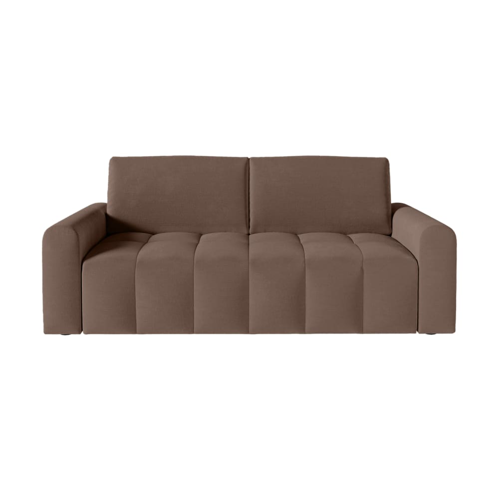 Canapé convertible couchage 140x190cm matelas 13cm tissu marron