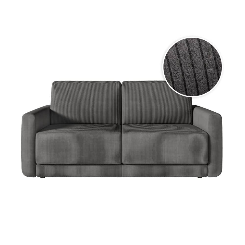 Canapé convertible couchage 160x190cm - matelas 17cm -  velours gris
