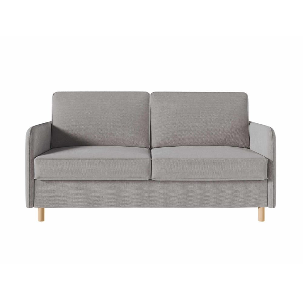 Canapé convertible couchage 140x190cm - matelas 14cm tissu gris clair