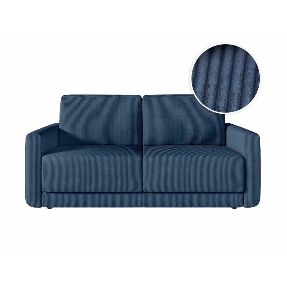 Canapé convertible couchage 140x190cm - matelas 17cm -  velours bleu