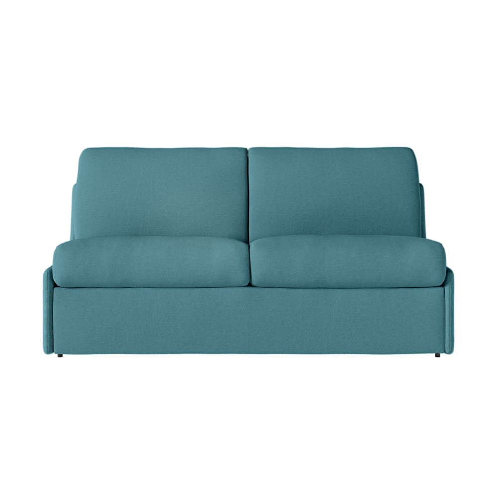 Canapé convertible couchage 140x190cm tissu bleu canard matelas 13cm