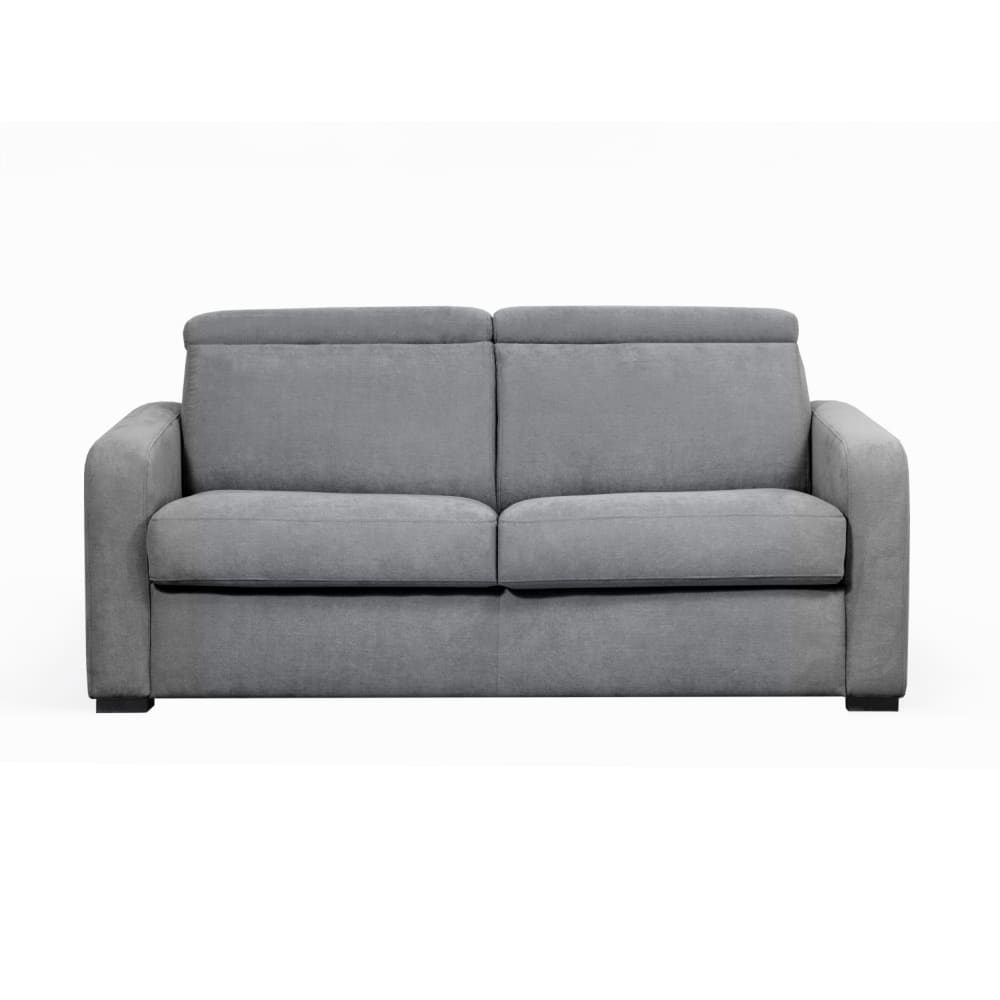 Canapé convertible couchage 160x190cm en tissu gris clair