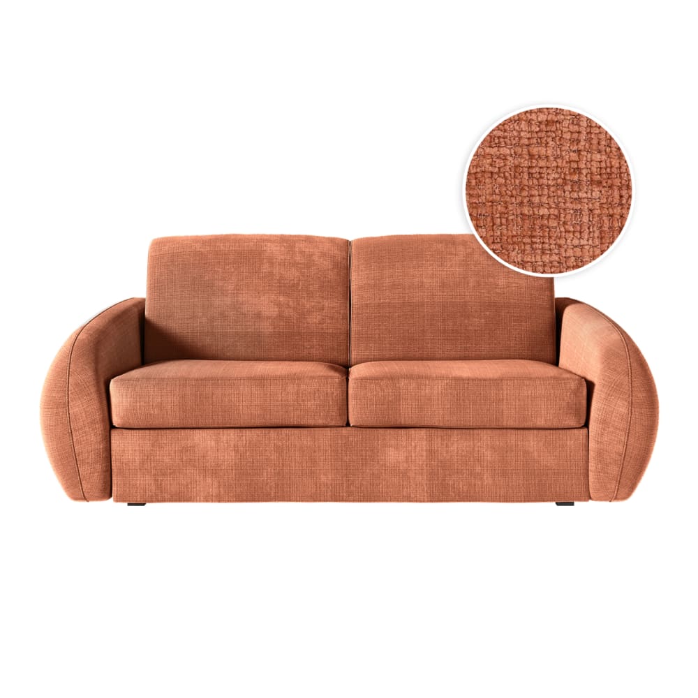 Canapé convertible couchage 160x190cm - matelas 17cm tissu terracotta