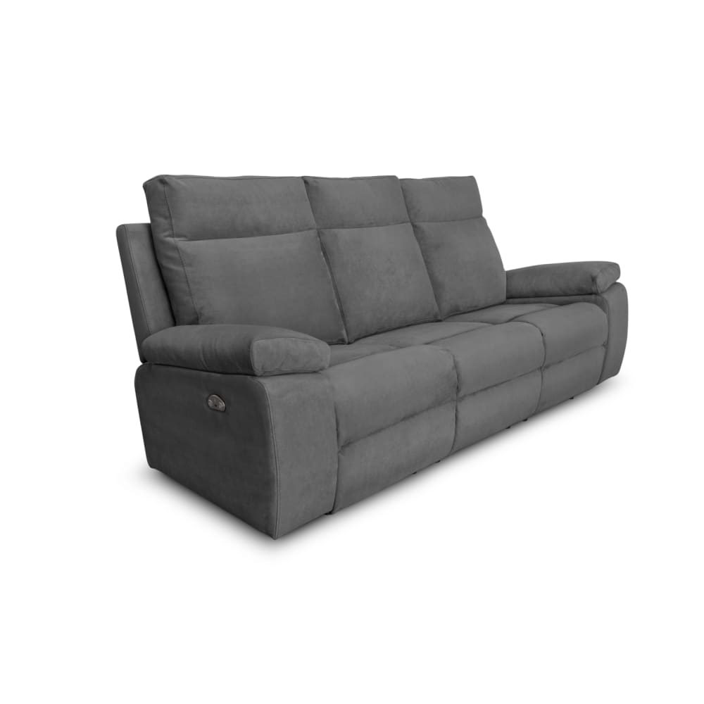 Canapé de relaxation électrique 3 places en tissu - gris