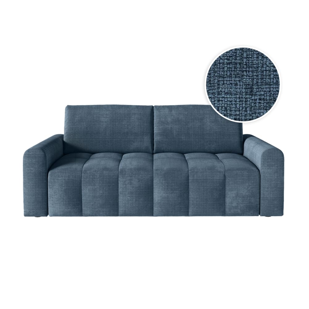 Canapé convertible couchage 160x190cm matelas 13cm tissu bleu foncé