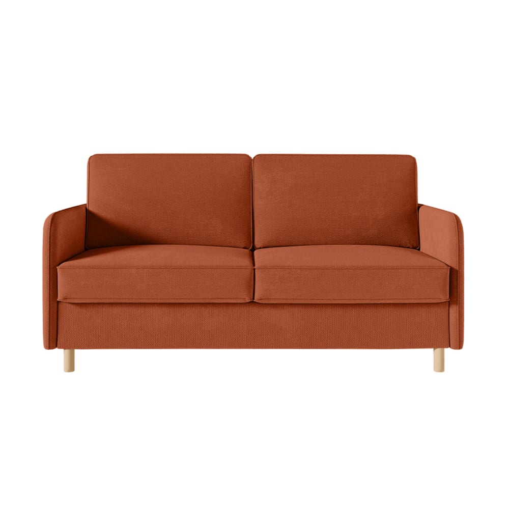 Canapé convertible couchage 140x190cm - matelas 14cm tissu terracotta