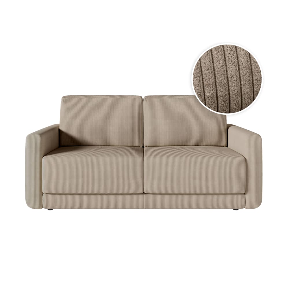 Canapé convertible couchage 160x190cm - matelas 17cm -  velours taupe